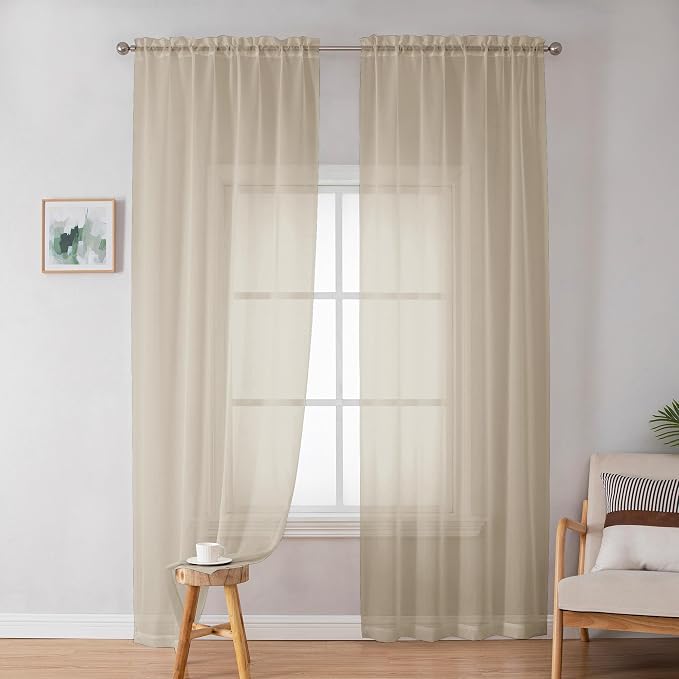 OWENIE Extra Long Sheer Curtains 96 inches Long - Image 2