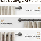 Zeerobee Curtain Rods for Windows 48 to 84, 1 Inch Industrial Wrap Around Grey - Image 8