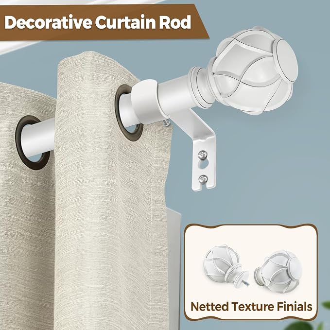 KAMANINA Curtain Rod 32 to 58 Inch, Heavy Duty White Curtain Rods - Image 5