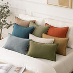 MIULEE Decorative Linen Euro Sham Pillow Covers 26x26 Inch Green ​Boho - Image 5