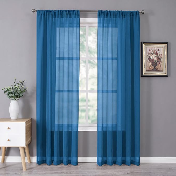 Tollpiz Sheer Curtain Linen Textured Living Room Curtains Sheer Light Filtering by Tollpiz