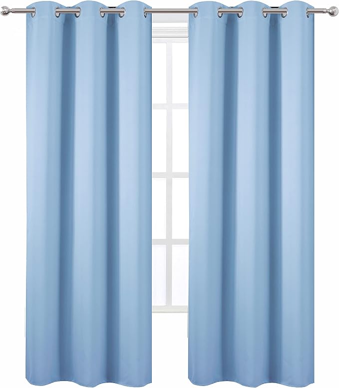 LEMOMO Sky Blue Thermal Blackout Curtains/42 x 95 Inch/Set of 2 Panels Room - Image 2