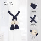 2 Pack Magnetic Curtain Tiebacks Cotton Hand Woven Tie Back Decorative Rope - Image 3