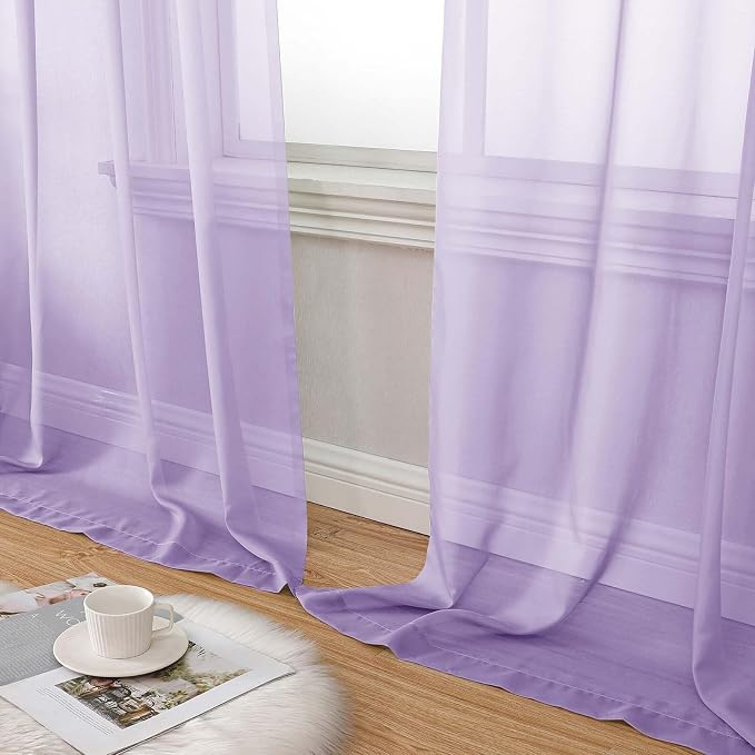 Lavender Sheer Curtains 84 Inches Long 2 Panels, Soft Airy Light Filtering - Image 8