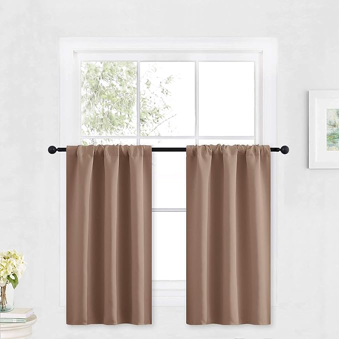 RYB HOME Kitchen Blackout Curtains Over Sink 36 inch Length, Rod Pocket Summer by RYBHOME
