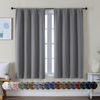 Simplebrand Ava Light Grey Short Blackout Curtains by Simplebrand