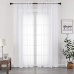 Chyhomenyc White Sheer Curtains 96 inches Long 2 Panels Set, Light Filtering by Chyhomenyc
