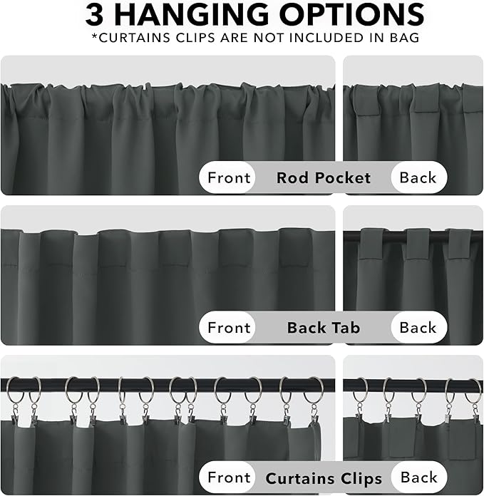 Deconovo Room Darkening Curtains Back Tab and Rod Pocket Curtains Thermal - Image 2