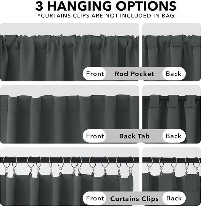Deconovo Rod Pocket and Back Tab Curtains Room Darkening Curtain Blackout - Image 2