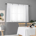Chyhomenyc White Sheer Curtains 45 Inch Long 2 Panels, Short Voile Drapes - Image 2