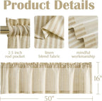jinchan Valance Curtain Linen Textured Striped Window Curtain - Image 7