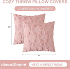 decorUhome Pink Bow Pillow Covers Set of 2 Coquette Aesthetic Cute Preppy Plush - Image 7