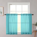 Cafe Curtains 36 Inch Length Tier 2 Pieces, Modern Soft Airy Sheer Kitchen by WelvetBLK