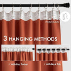 MIULEE Back Tab Burnt Orange Blackout Curtains 96 Inch Long 2 Panels Set - Image 3
