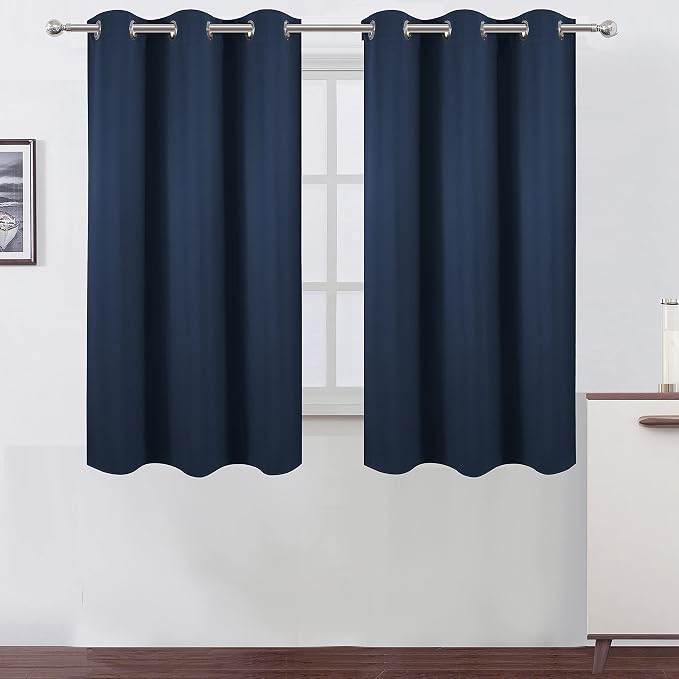 LEMOMO Navy Blue Blackout Curtains 34 x 54 Inch Length/Set of 2 Curtain by Lemomo