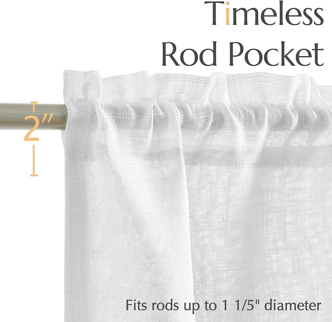 jinchan Sheer Valance Curtain Linen Textured Valance - Image 7