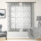 HOMEIDEAS Light Grey/Gray Sheer Curtains 52 X 63 Inches Length 2 Panels - Image 2
