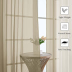 Lecloud Taupe Sheer Curtains 90 Inches Long 2 Panels Set, Living Room Curtains - Image 2