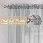 Lecloud Light Grey Sheer Curtains 78 Inches Long 2 Panels, Light Filtering - Image 4