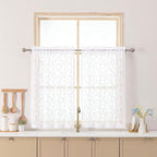 Chyhomenyc White Sheer Curtains 36 Inch Length, Light Filtering Leaf Tufted by Chyhomenyc