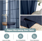 Navy Blue Window Sheer Curtains 54 inch Length, Soft Airy Light Filtering Sheer - Image 4