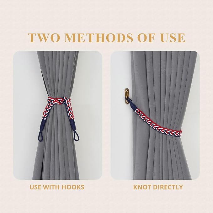 NICEEC 2 Pack Natural Cotton Rope Curtain Tiebacks Elegant Boho Style - Image 5