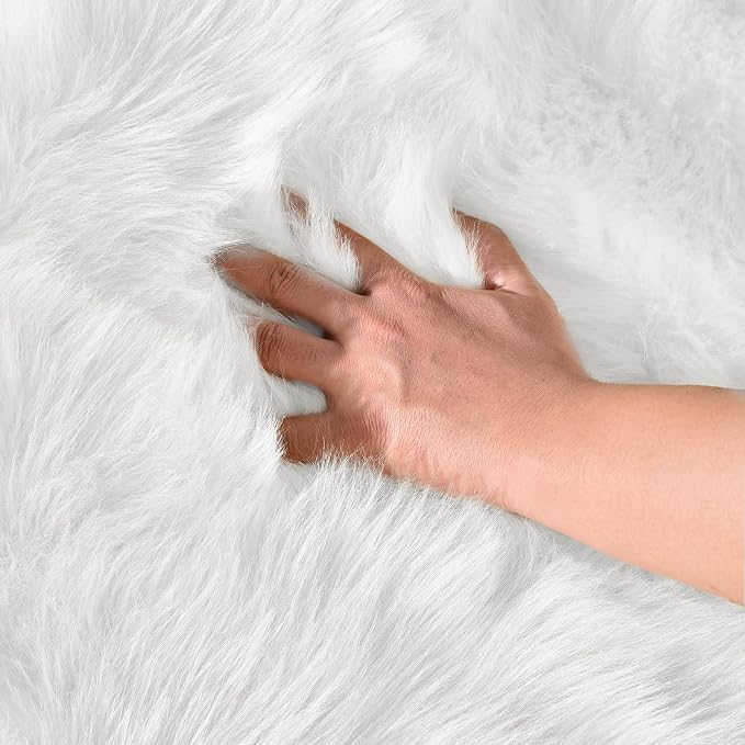 Latepis 9x12 Area Rug for Bedroom White Fluffy Rugs Washable Faux Fur Rug for - Image 5