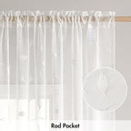 MIULEE White Sheer Curtains 2 Panels Embroidered Leaf Patterned Rod Pocket - Image 6