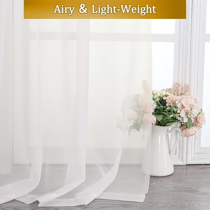 Aiyufeng Ivory Curtains 108 inches Extra Long 2 Panels Set, Rod Pocket Elegant - Image 6