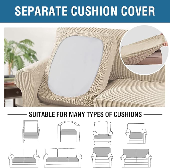 4 Piece Stretch Sofa Covers for 3 Cushion Couch Covers Furniture Slipcovers for - Image 7
