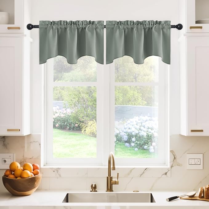 NICETOWN 2 Panels Bedroom Blackout Valance Tier by NICETOWN