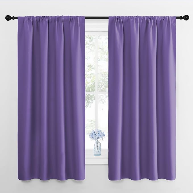 NICETOWN Window Curtains for Bedroom, Lilac Purple, 2 Panels, W42 x L48 -Inch by NICETOWN
