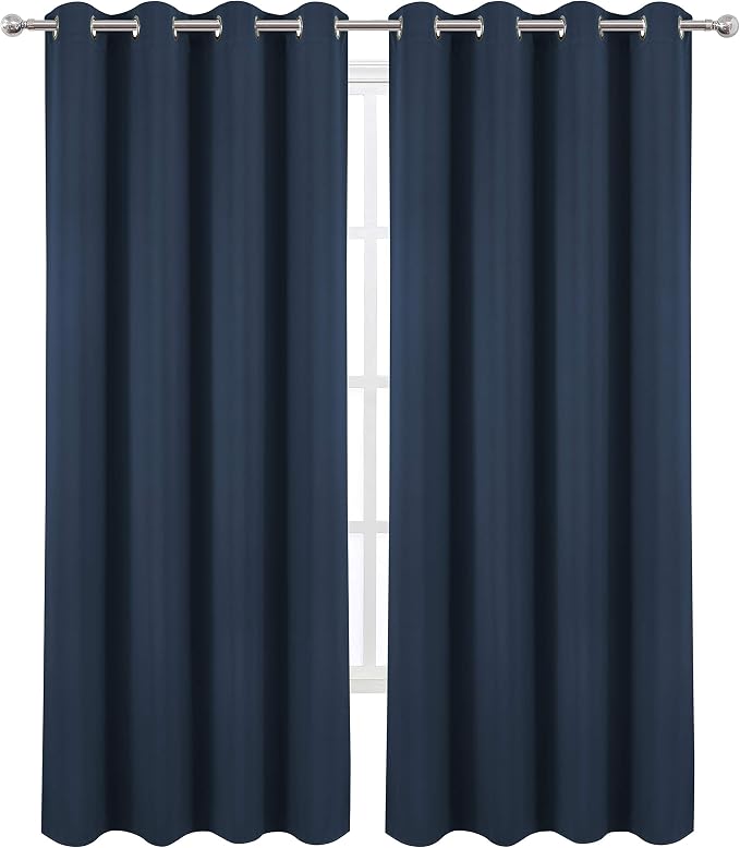 LEMOMO Navy Blue Thermal Blackout Curtains/52 x 108 Inch/Set of 2 Panels Room - Image 2