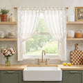 jinchan Belrose Linen Floral Cafe Curtains 45 Inch Length Embroidered Farmhouse by JINCHAN
