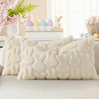 decorUhome Easter Bunny Pillow Covers 12x20 Inch Set of 2, Soft Plush Faux Wool by decorUhome