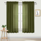 DWCN Olive Green Sheer Curtains Semi Transparent Voile Rod Pocket Curtains by DWCN
