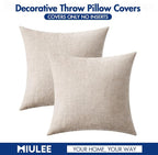 MIULEE Pack of 2 Couch Throw Pillow Covers 16x16 Inch Soft Light Brown Chenille - Image 6