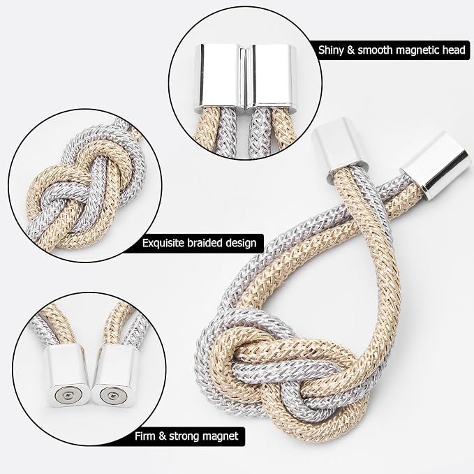 NICEEC 2 Pack Mini Magnetic Curtain Tiebacks Nordic Simple Style Drape Tie - Image 3
