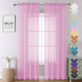 Lecloud Light Pink Sheer Curtains 90 Inches Long 2 Panels, Farmhouse Voile by Lecloud