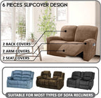 ULTICOR Reclining Love Seat Slipcover, 6-Piece Velvet Stretch Loveseat - Image 2
