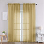 Chyhomenyc Gold Sheer Curtains 90 Inches Long 2 Panels, Light Filtering Gold by Chyhomenyc