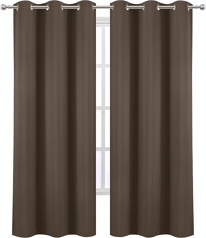 LEMOMO Chocolate Thermal Blackout Curtains/42 x 84 Inch/Set of 2 Panels Room - Image 2