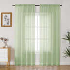 Gwine Light Green Sheer Curtains 90 Inches Long 2 Panels Set, Light Filtering by Gwine