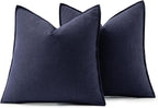 MIULEE Decorative Linen Pillow Covers 18x18 Inch Navy ​Boho Farmhouse​ ​Neutral - Image 6