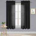 DWCN Black Sheer Curtains Semi Transparent Voile Rod Pocket Curtains by DWCN
