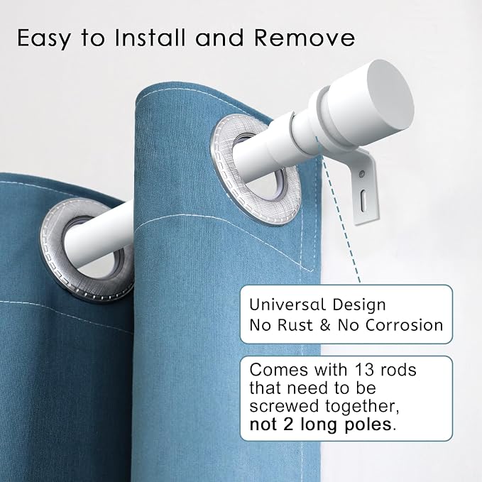 Byondeth Curtain Rods for Windows 16 to 200 Inches Adjustable Length 1 Inch - Image 2