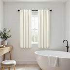 Pitalk 100% Blackout Cream Ivory Linen Curtains 48 Inches Long Linen Textured - Image 7