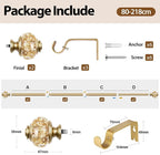 Curtain Rods for Windows 48 to 84 Inch, USFOOK 7/8 inch Luxury Gold Curtain Rod - Image 8