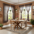 WAZZIO Boho Lace Curtains 63 Inches 2 Panel, Light Filtering Privacy Tassel & - Image 3