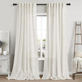 Cream Linen Sheer Curtains 102 Inches 2 Panels Set Back Tab Rod Pocket Extra by Nanspring